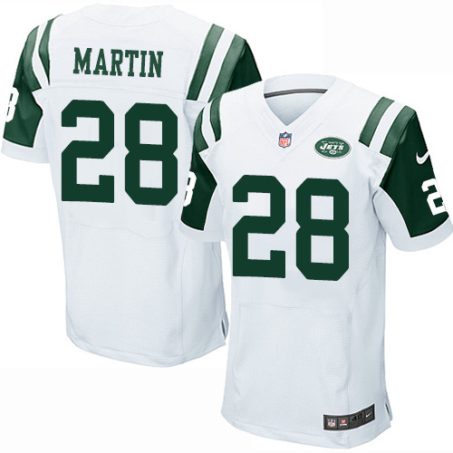 Men's Elite Curtis Martin Nike Jersey White Road - #28 NFL New York Jets